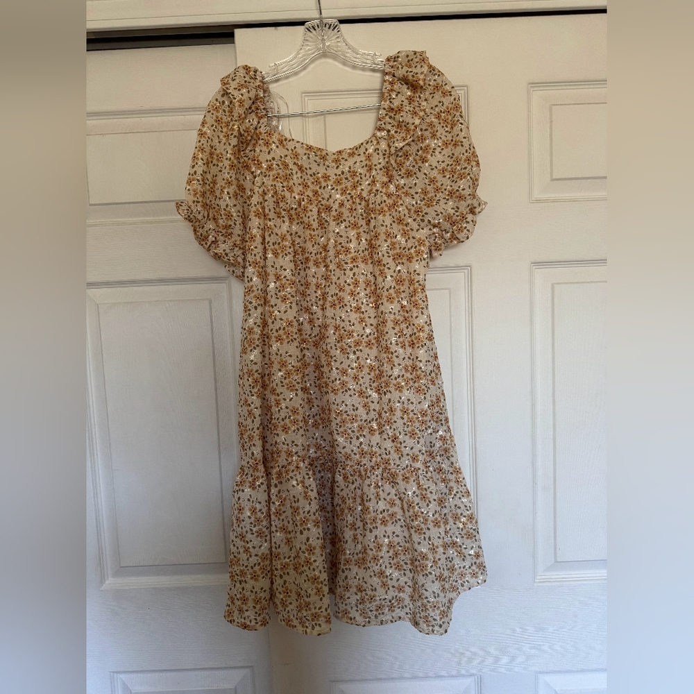 Hayden Cream and Brown Midi Dress Elegant and Timeless